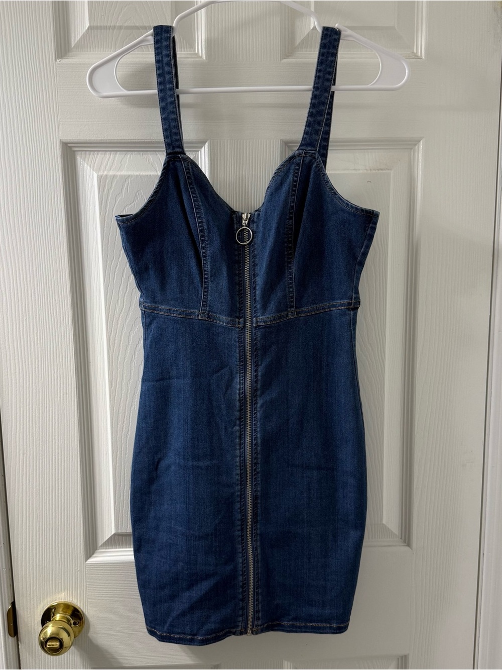 Guess Dark Blue Denim Zip-Front Dress